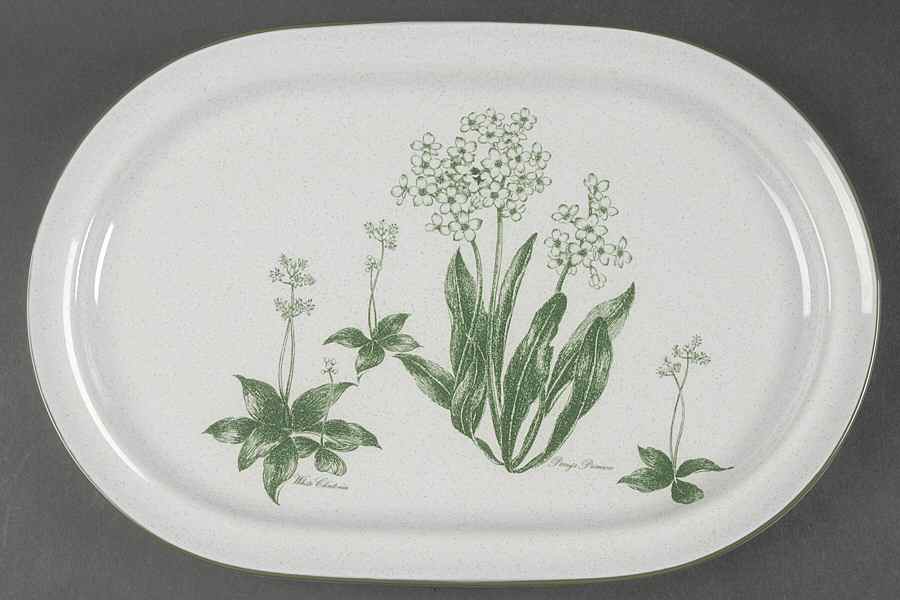 Mountain Flowers Green 14" Oval Serving Platter by Noritake-1