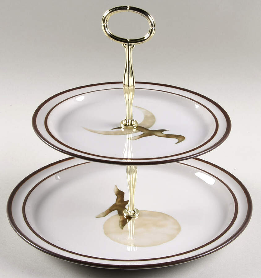 Moon Flight 6 5/8"-10"  2 Tiered Serving Tray (Dp, Sp) HC by Noritake-1