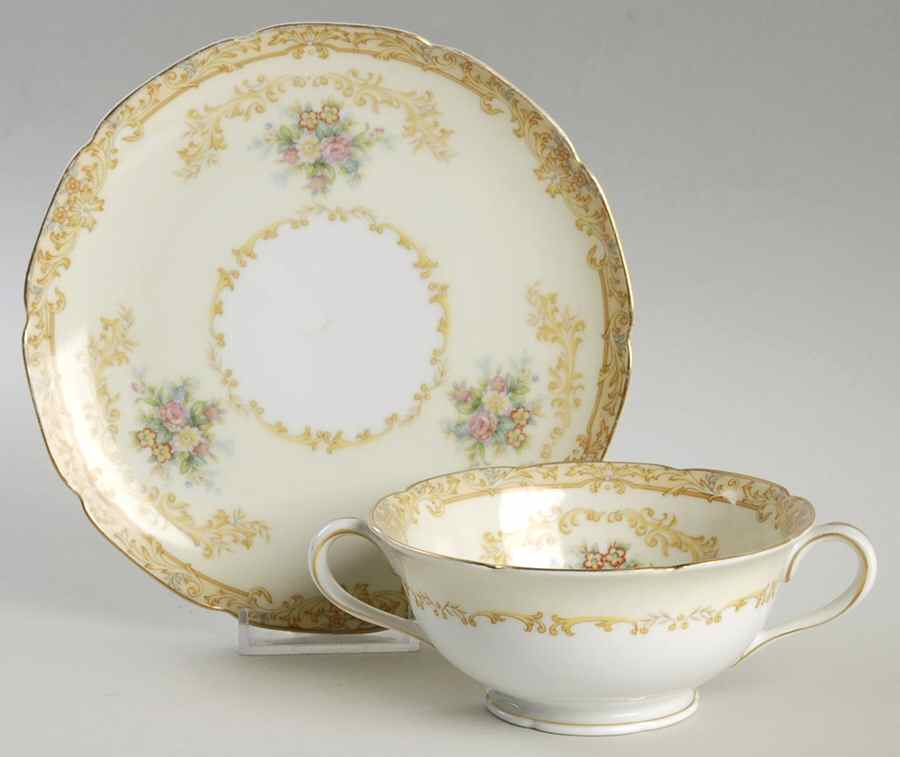 Monarch Footed Cream Soup Bowl & Saucer Set by Noritake-1