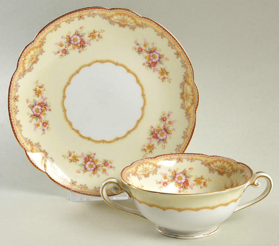 Moneda Footed Cream Soup Bowl & Saucer Set by Noritake-1