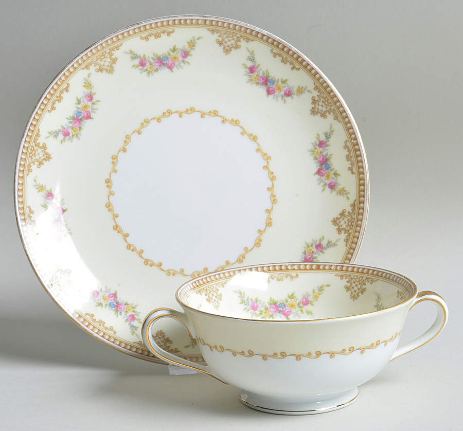 Monnette Footed Cream Soup Bowl & Saucer Set by Noritake-1