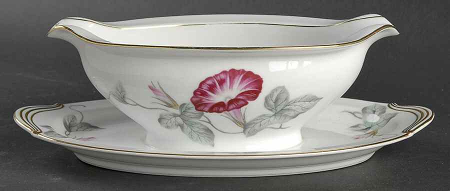 Morning Glory Gravy Boat with Attached Underplate by Noritake-1