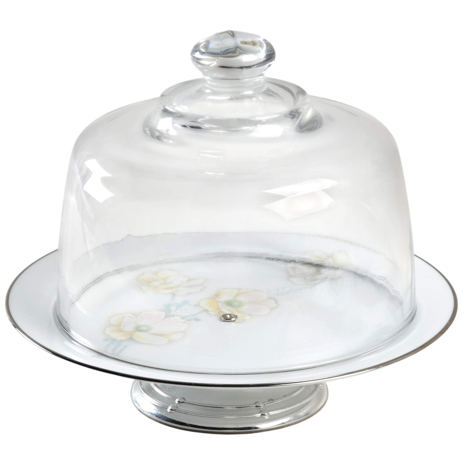 Murmur 6 1/2"-7 1/2" Footed Cheese Plate w/ Glass Dome HC by Noritake-1