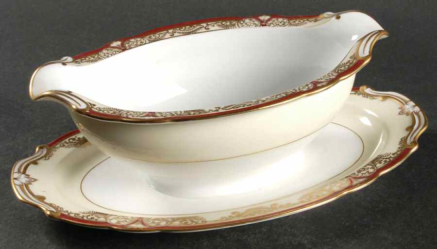 Myrtle Gravy Boat with Attached Underplate by Noritake-1