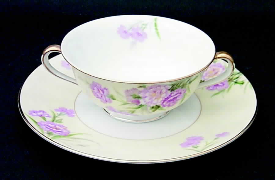 Mystery #1 Footed Cream Soup Bowl & Saucer Set by Noritake-1
