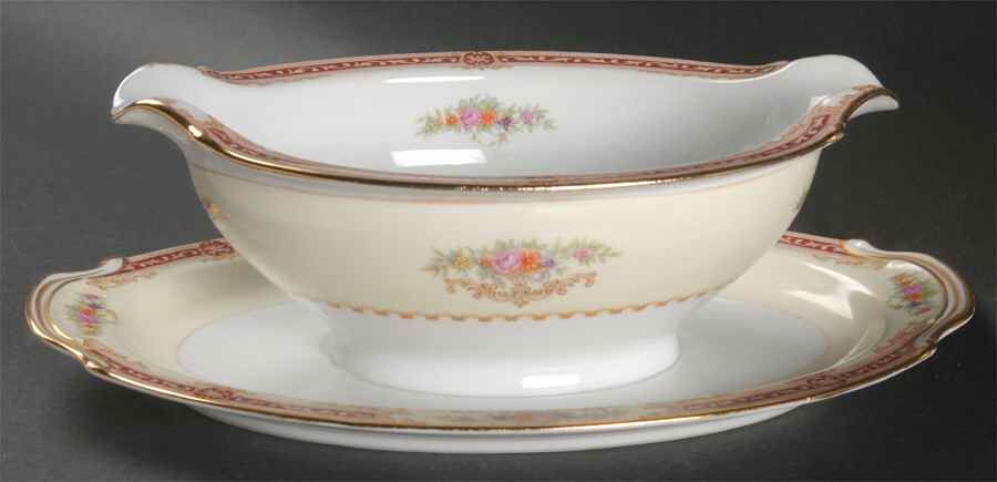 Mystery #103 Gravy Boat with Attached Underplate by Noritake-1