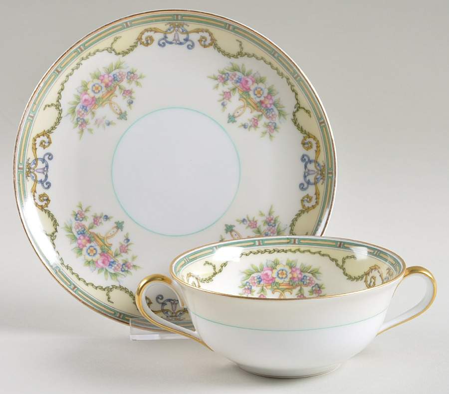 Mystery #105 Flat Cream Soup Bowl & Saucer Set by Noritake-1