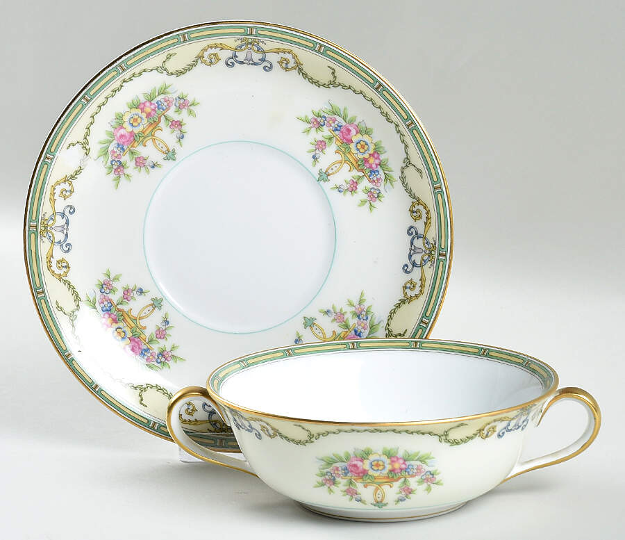 Mystery #105 Flat Cream Soup Bowl & Saucer Set by Noritake-1