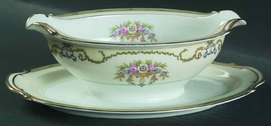 Mystery #105 Gravy Boat with Attached Underplate by Noritake-1