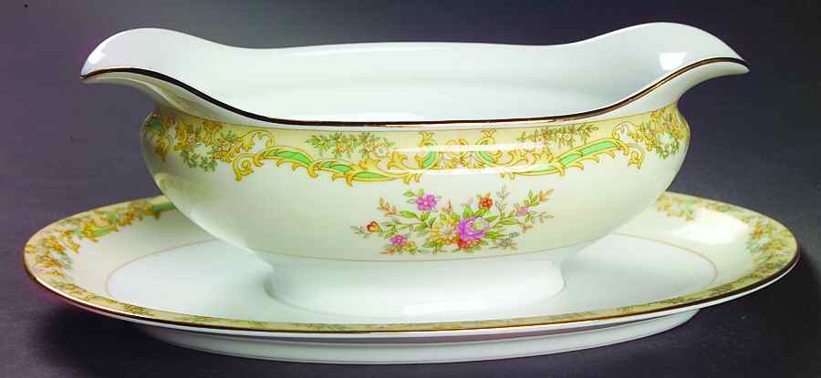 Mystery #11 Gravy Boat with Attached Underplate by Noritake-1