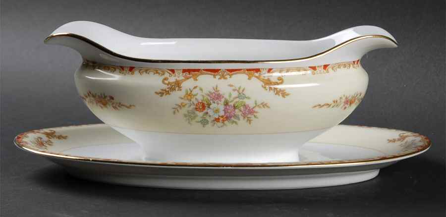 Mystery #110 Gravy Boat with Attached Underplate by Noritake-1