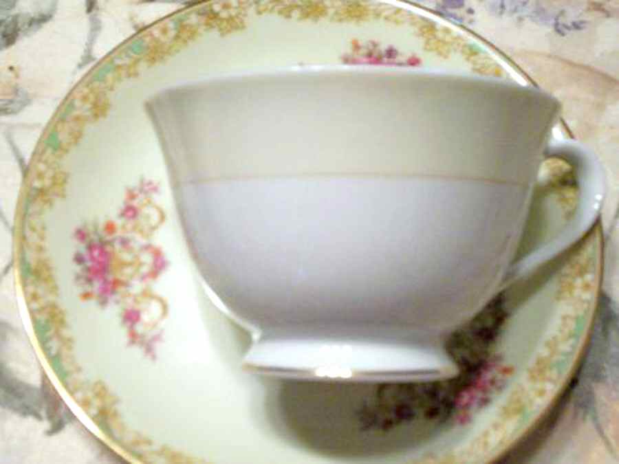Mystery #114 Green Footed Cup & Saucer Set by Noritake-1