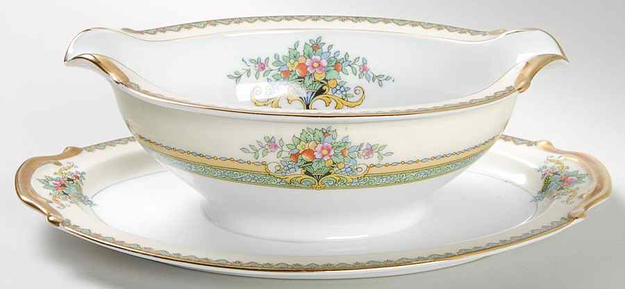 Mystery #116 Gravy Boat with Attached Underplate by Noritake-1