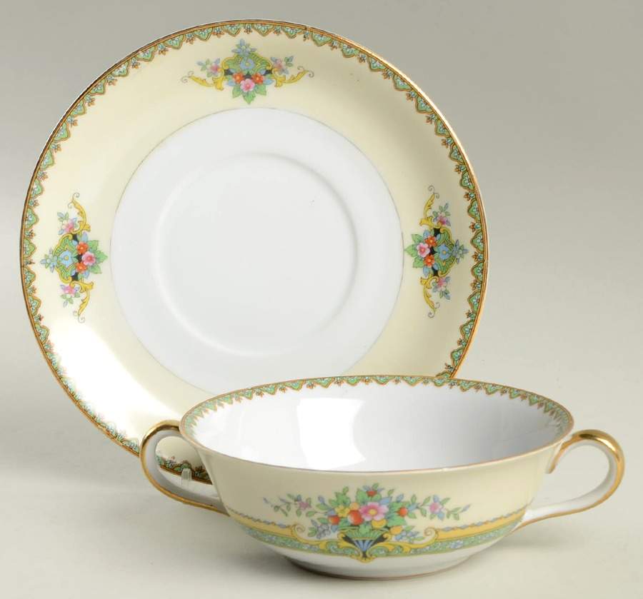 Mystery #116 Flat Cream Soup Bowl & Saucer Set by Noritake-1