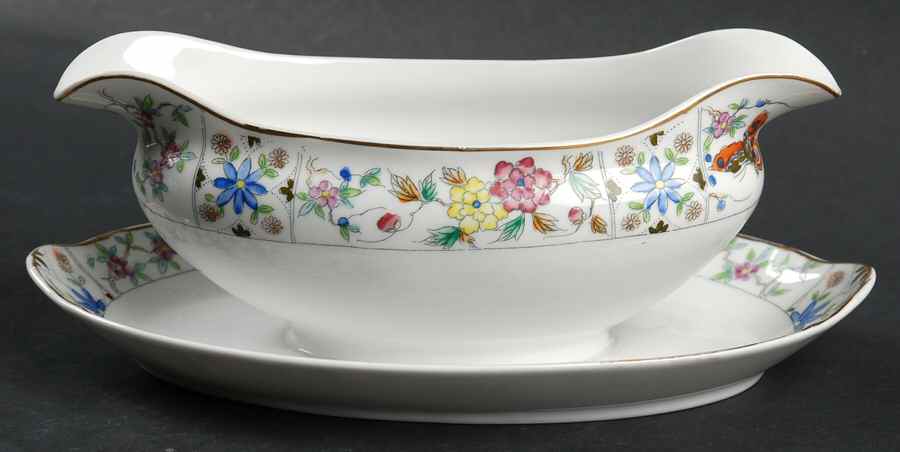 Mystery #122 Gravy Boat with Attached Underplate by Noritake-1