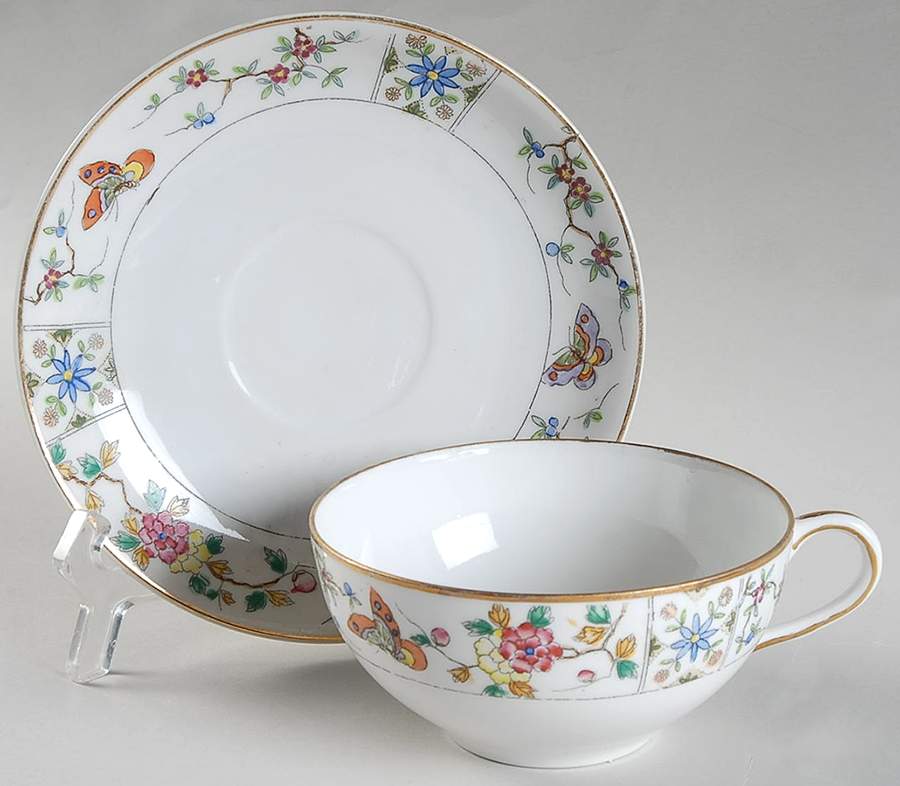 Mystery #122 Flat Cup & Saucer Set by Noritake-1