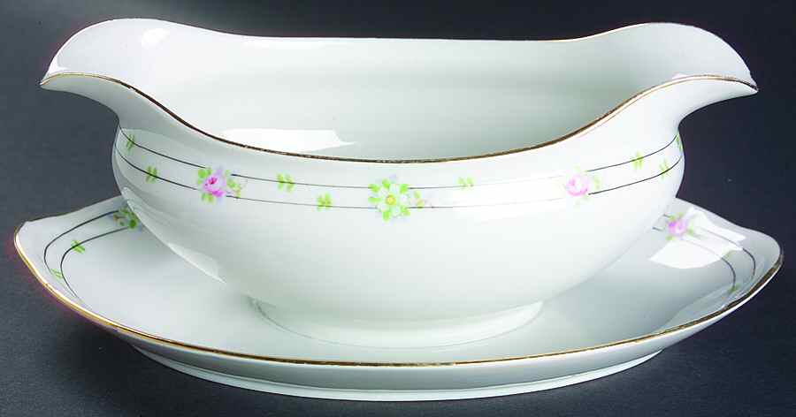 Mystery #130 Gravy Boat with Attached Underplate by Noritake-1