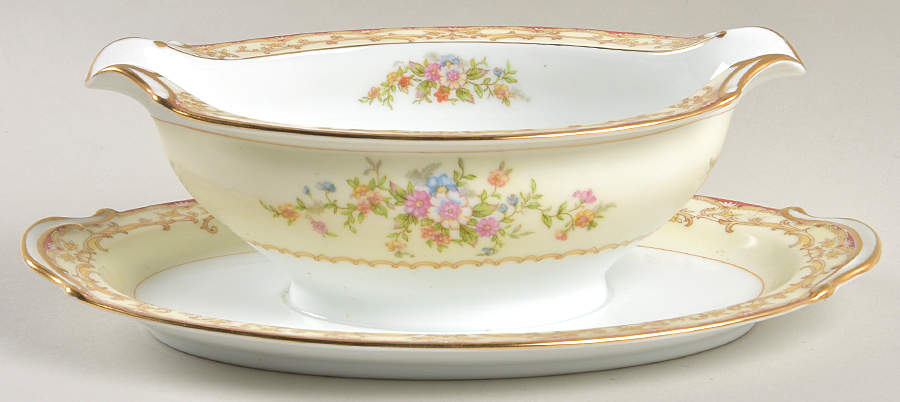 Mystery #142 Gravy Boat with Attached Underplate by Noritake-1