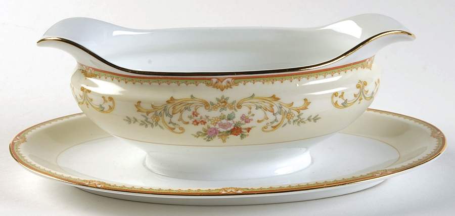 Mystery #145 Gravy Boat with Attached Underplate by Noritake-1