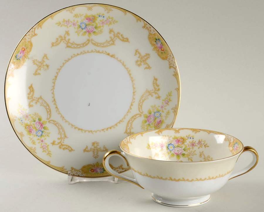 Mystery #148 Footed Cream Soup Bowl & Saucer Set by Noritake-1