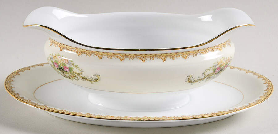 Mystery #149 Gravy Boat with Attached Underplate by Noritake-1