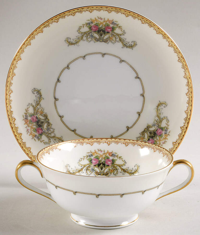 Mystery #149 Footed Cream Soup Bowl & Saucer Set by Noritake-1