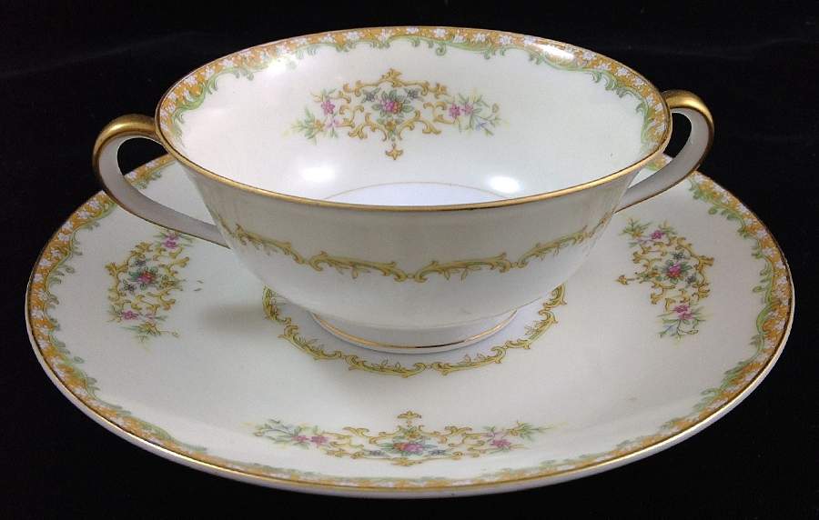 Mystery #157 Footed Cream Soup Bowl & Saucer Set by Noritake-1