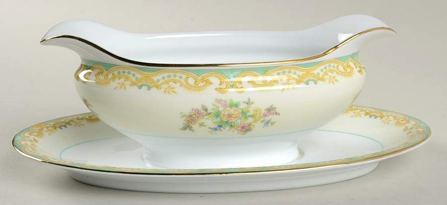 Mystery #160 Gravy Boat with Attached Underplate by Noritake-1