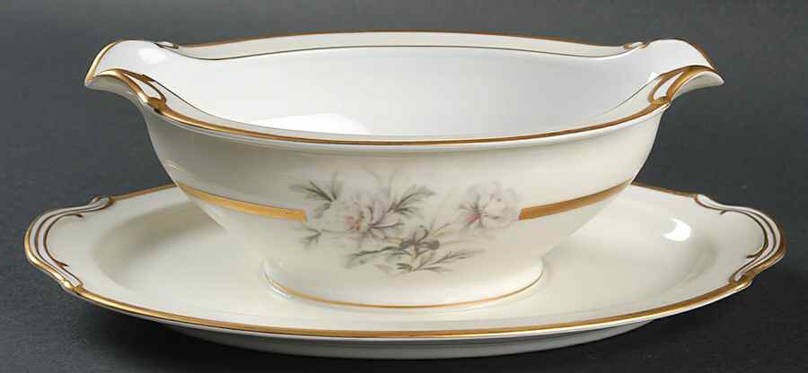 Mystery #165 Gravy Boat with Attached Underplate by Noritake-1