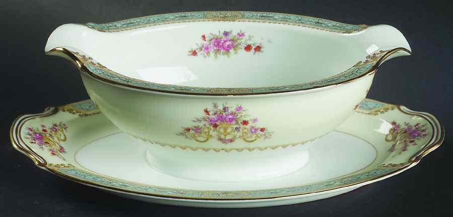 Mystery #171 Gravy Boat with Attached Underplate by Noritake-1