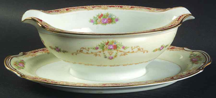 Mystery #173 Gravy Boat with Attached Underplate by Noritake-1