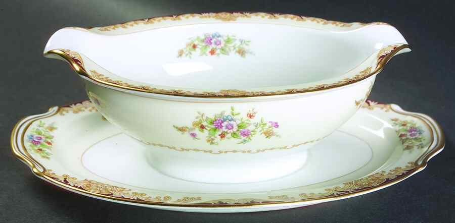 Mystery #175 Gravy Boat with Attached Underplate by Noritake-1