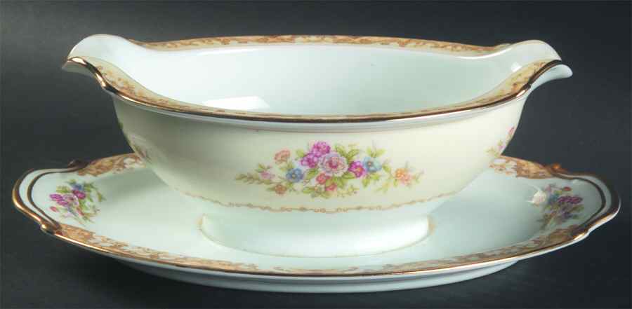 Mystery #176 Gravy Boat with Attached Underplate by Noritake-1