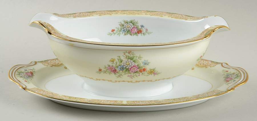 Mystery #177 Gravy Boat with Attached Underplate by Noritake-1