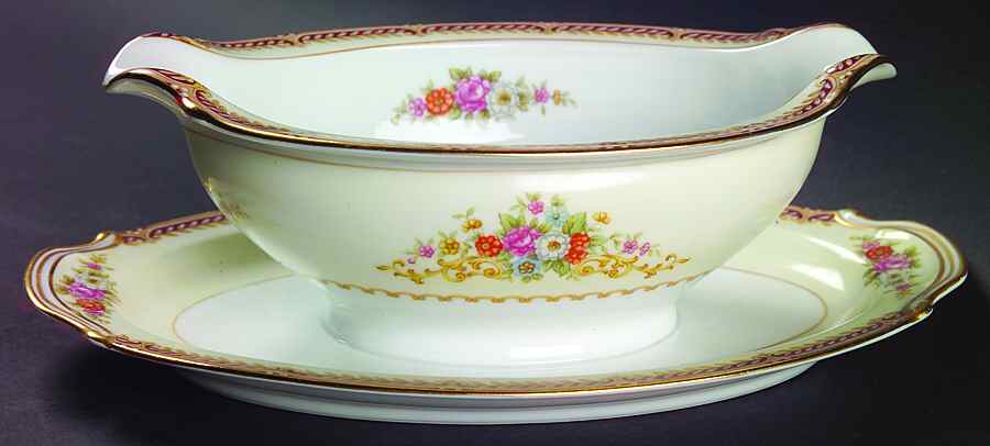 Mystery #179 Gravy Boat with Attached Underplate by Noritake-1