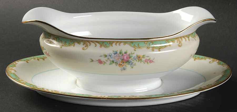 Mystery #18 Gravy Boat with Attached Underplate by Noritake-1