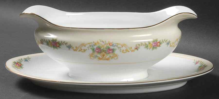 Mystery #180 Gravy Boat with Attached Underplate by Noritake-1