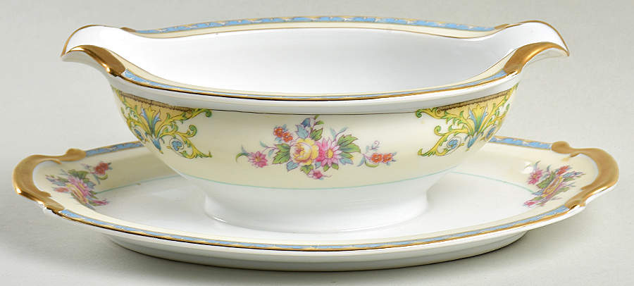 Mystery #183 Gravy Boat with Attached Underplate by Noritake-1