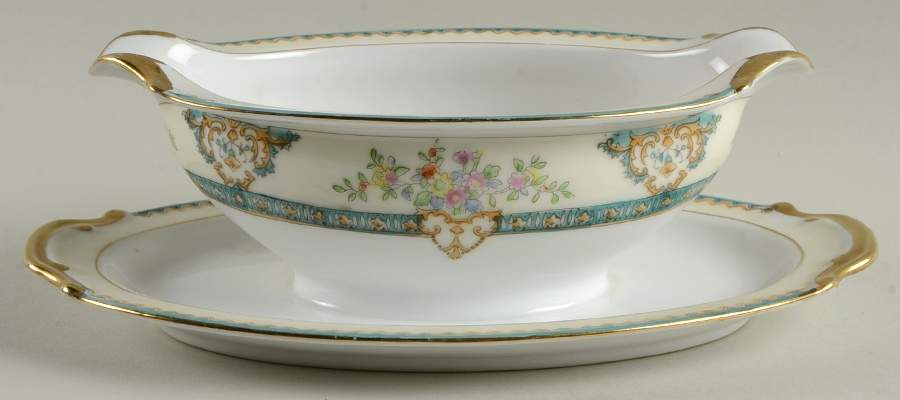 Mystery #185 Gravy Boat with Attached Underplate by Noritake-1