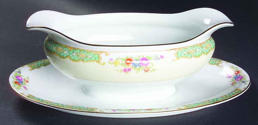 Mystery #191 Gravy Boat with Attached Underplate by Noritake-1
