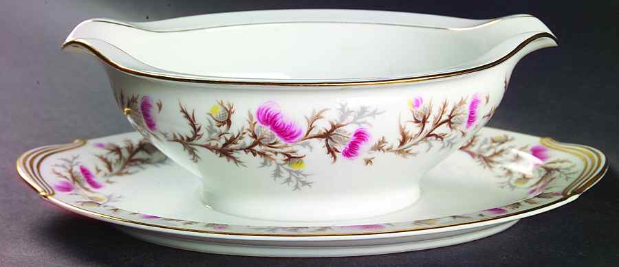 Mystery #192 Gravy Boat with Attached Underplate by Noritake-1