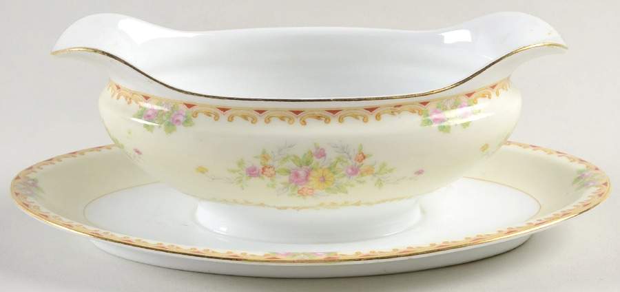 Mystery #193 Gravy Boat with Attached Underplate by Noritake-1