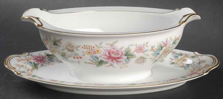 Mystery #196 Gravy Boat with Attached Underplate by Noritake-1