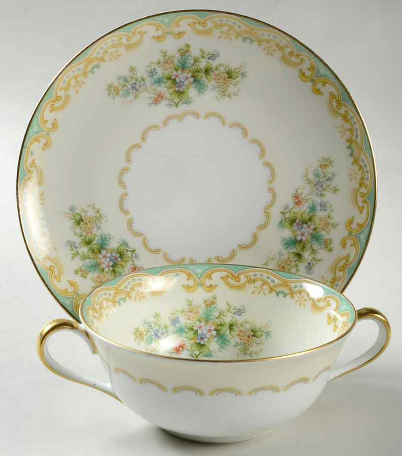 Mystery #197 Flat Cream Soup Bowl & Saucer Set by Noritake-1