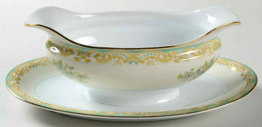 Mystery #197 Gravy Boat with Attached Underplate by Noritake-1