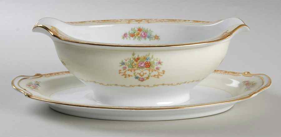 Mystery #198 Gravy Boat with Attached Underplate by Noritake-1