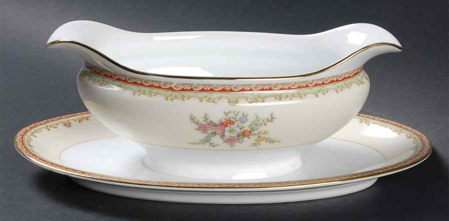 Mystery #20 Gravy Boat with Attached Underplate by Noritake-1