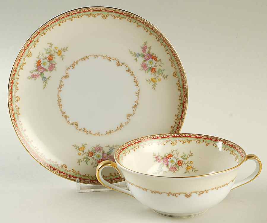 Mystery #20 Flat Cream Soup Bowl & Saucer Set by Noritake-1