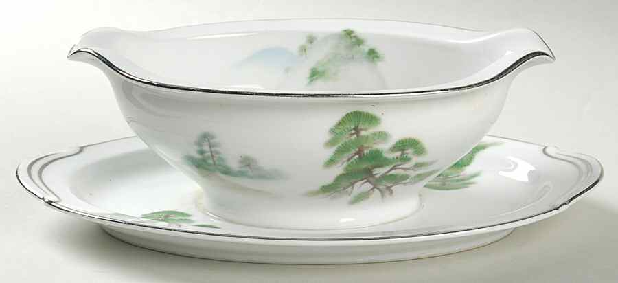 Mystery #202 Gravy Boat with Attached Underplate by Noritake-1