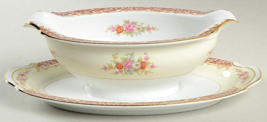 Mystery #205 Gravy Boat with Attached Underplate by Noritake-1